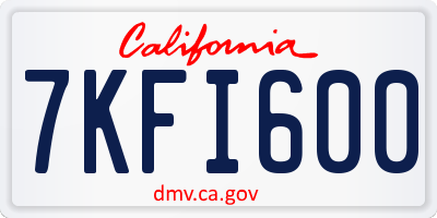 CA license plate 7KFI600