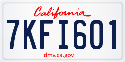 CA license plate 7KFI601