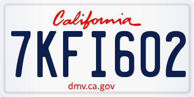 CA license plate 7KFI602