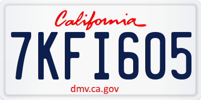 CA license plate 7KFI605