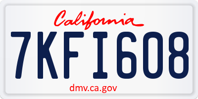 CA license plate 7KFI608