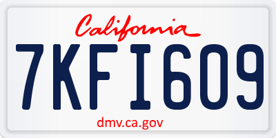 CA license plate 7KFI609