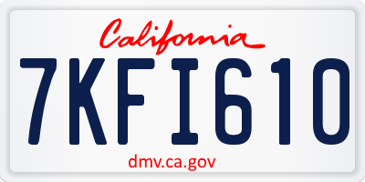 CA license plate 7KFI610