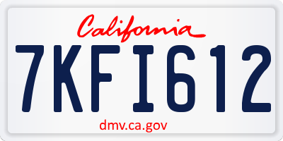 CA license plate 7KFI612
