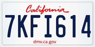 CA license plate 7KFI614