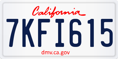 CA license plate 7KFI615