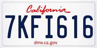 CA license plate 7KFI616