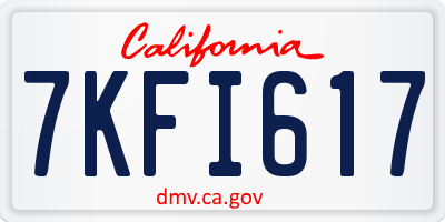 CA license plate 7KFI617