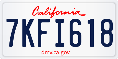 CA license plate 7KFI618