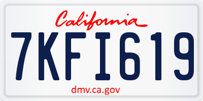 CA license plate 7KFI619