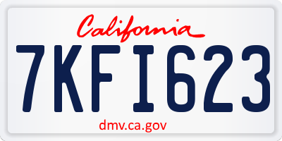CA license plate 7KFI623