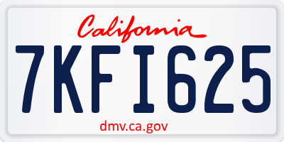 CA license plate 7KFI625