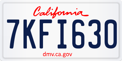 CA license plate 7KFI630