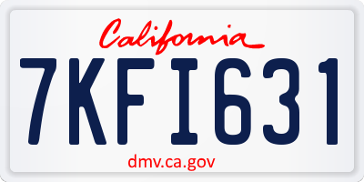 CA license plate 7KFI631