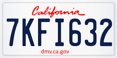 CA license plate 7KFI632