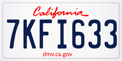 CA license plate 7KFI633