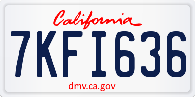 CA license plate 7KFI636