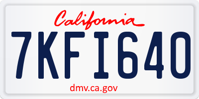 CA license plate 7KFI640