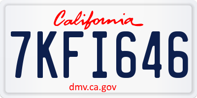 CA license plate 7KFI646