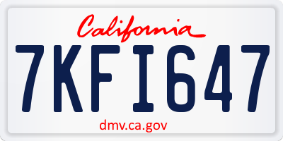 CA license plate 7KFI647