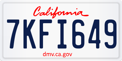 CA license plate 7KFI649