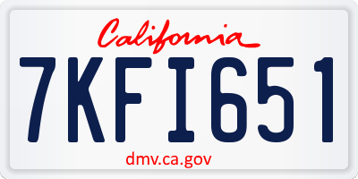CA license plate 7KFI651