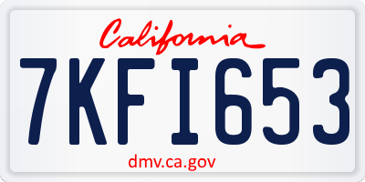 CA license plate 7KFI653