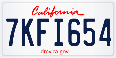 CA license plate 7KFI654