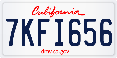 CA license plate 7KFI656