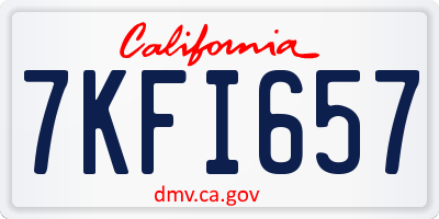 CA license plate 7KFI657