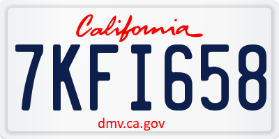 CA license plate 7KFI658
