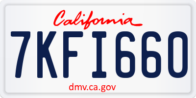 CA license plate 7KFI660