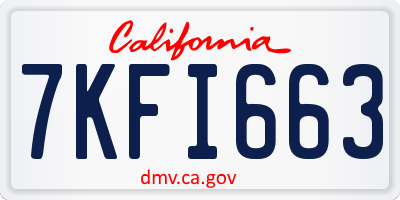 CA license plate 7KFI663