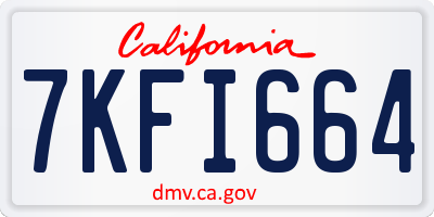 CA license plate 7KFI664