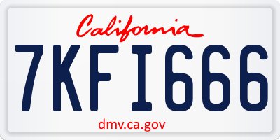 CA license plate 7KFI666