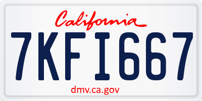 CA license plate 7KFI667