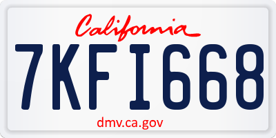 CA license plate 7KFI668