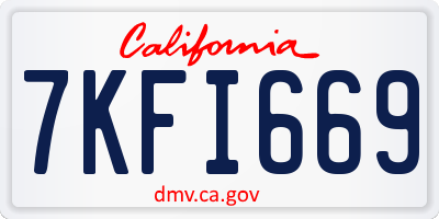 CA license plate 7KFI669
