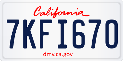 CA license plate 7KFI670