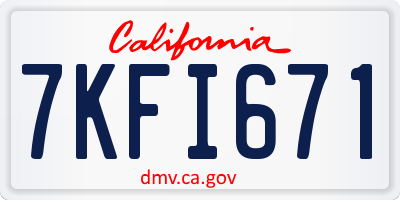 CA license plate 7KFI671