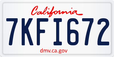 CA license plate 7KFI672