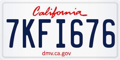 CA license plate 7KFI676