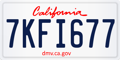 CA license plate 7KFI677