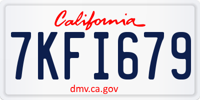 CA license plate 7KFI679
