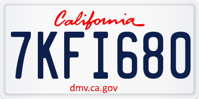 CA license plate 7KFI680