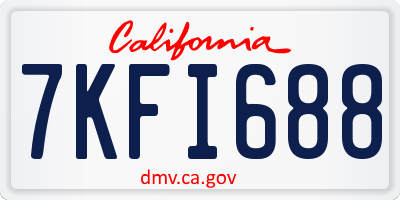 CA license plate 7KFI688