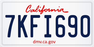 CA license plate 7KFI690