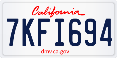 CA license plate 7KFI694