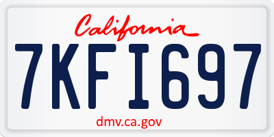 CA license plate 7KFI697