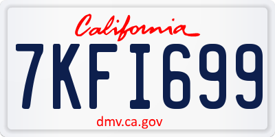 CA license plate 7KFI699